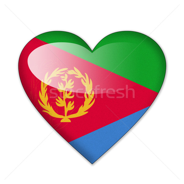 Stock fotó: Eritrea · zászló · szív · alak · izolált · fehér · szeretet