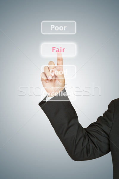 бизнесмен справедливой кнопки бизнеса счастливым Сток-фото © pinkblue