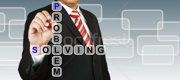 Businessman hand drawing Problem Solving Stock photo © pinkblue