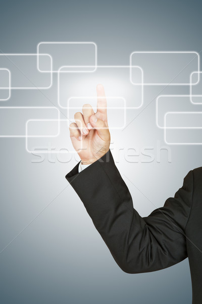 Zakenman hand voortvarend scherm technologie sleutel Stockfoto © pinkblue