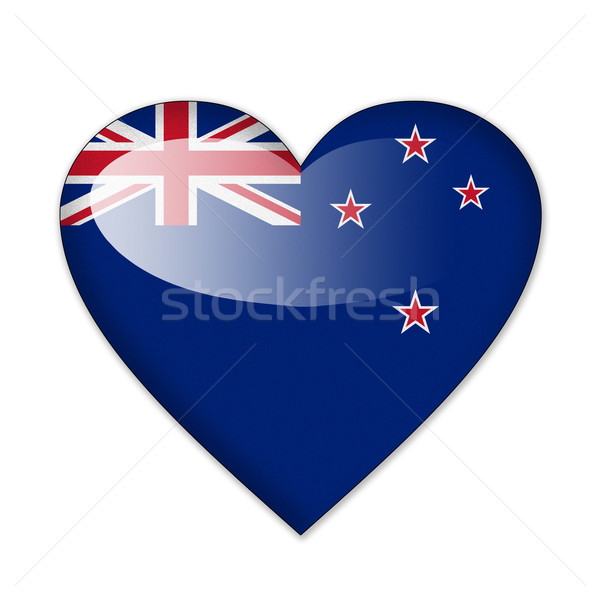 Stock photo: New Zealand flag in heart shape isolated on white background