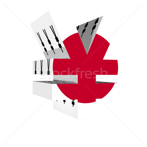 Yen símbolo Japão bandeira 3D isolado Foto stock © pinkblue
