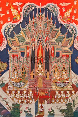 Thai art painting in a temple in Thailand Stock photo © pinkblue