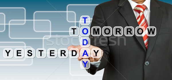 Businessman with wording Today, Yesterday, and Tomorrow Stock photo © pinkblue