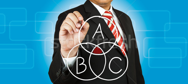 Businessman drawing intersected circle diagram and shadow the in Stock photo © pinkblue