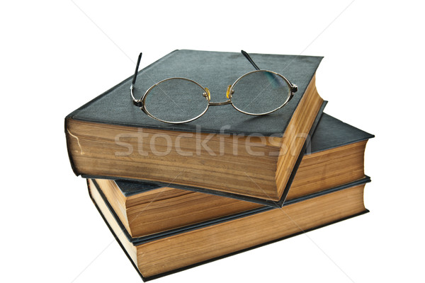 Starych książek oka okulary odizolowany Zdjęcia stock © pinkblue