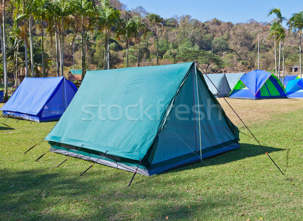 Camping tent bergen berg zomer groene Stockfoto © pinkblue