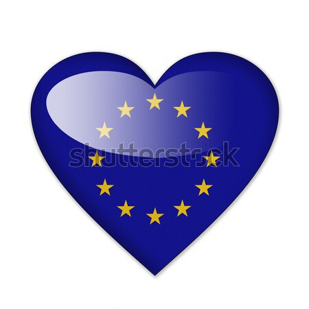 Stock photo: EU flag in heart shape isolated on white background