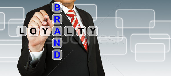 Businessman hand drawing Brand Loyalty Stock photo © pinkblue