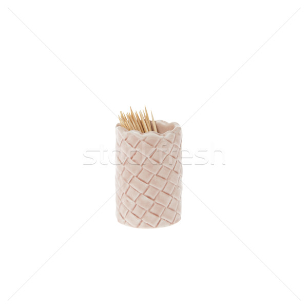 Small ceramic cup with toothpick isolated on white background Stock photo © pinkblue