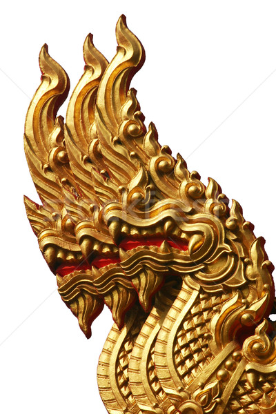 Isolated Golden Triple Naga in Thai Temple Stock photo © pinkblue