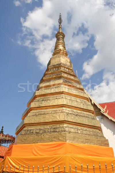 Golden Pagode Thailand Himmel blau Farbe Stock foto © pinkblue