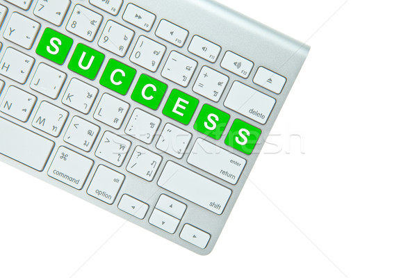 Stock foto: Grünen · Erfolg · Taste · Computer-Tastatur · isoliert · weiß