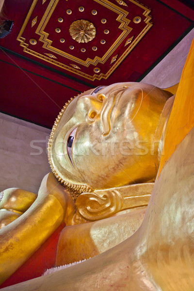 Close up golden reclining Buddha in Thailand Stock photo © pinkblue