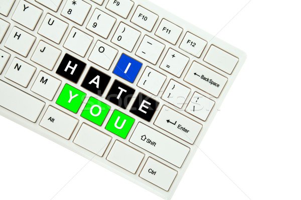 Nienawiści odizolowany biały działalności komputera Zdjęcia stock © pinkblue
