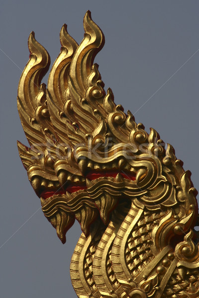Golden Triple Naga in Thai Temple Stock photo © pinkblue