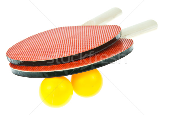 Tenis stołowy piłka odizolowany biały drewna Zdjęcia stock © pinkblue