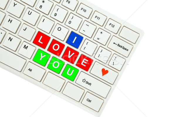 Wording I Love You on computer keyboard isolated on white backgr Stock photo © pinkblue