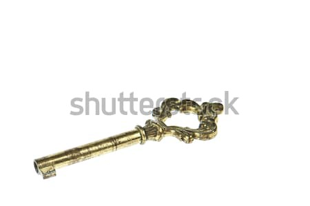 Stockfoto: Oude · gouden · sleutel · geïsoleerd · witte · veiligheid