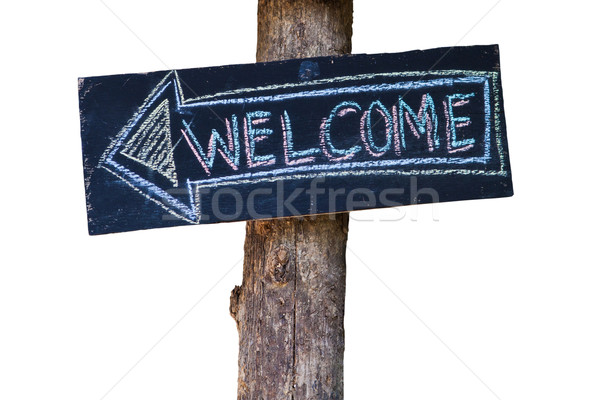 Welcome board attach with a tree Stock photo © pinkblue
