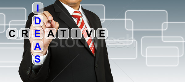 Stock photo: Businessman hand drawing Ideas and Creative