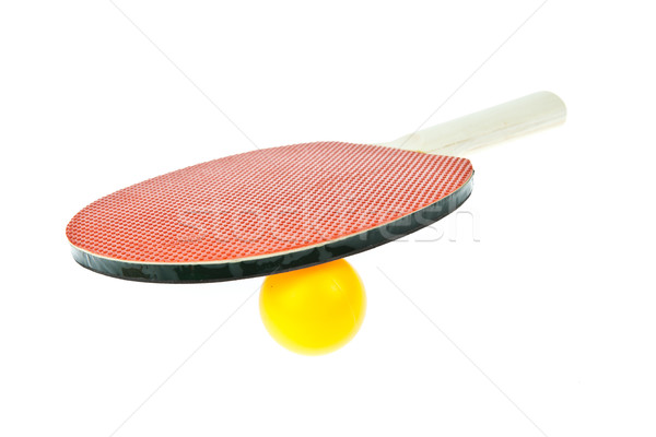 Tenis stołowy piłka odizolowany biały drewna Zdjęcia stock © pinkblue