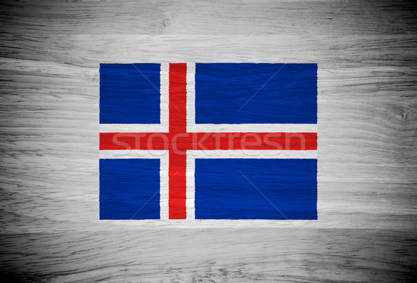 Stock photo: Iceland flag on wood texture