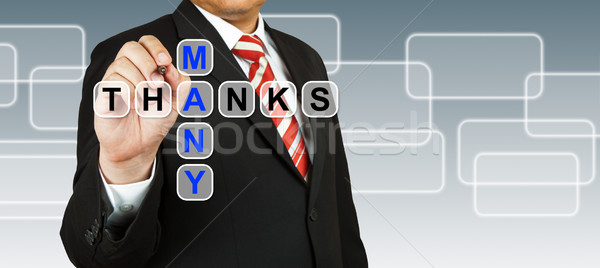 Businessman hand drawing Many Thanks Stock photo © pinkblue
