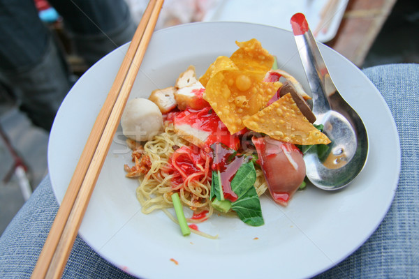 Tradicional thai macarrão yen legumes frutos do mar Foto stock © pinkblue