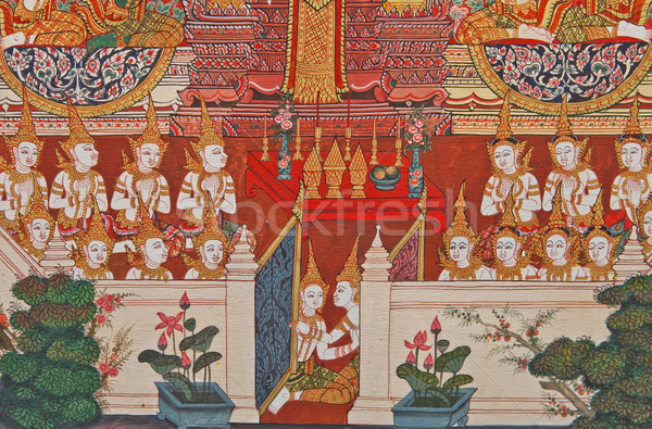 Thai art painting in a temple in Thailand Stock photo © pinkblue