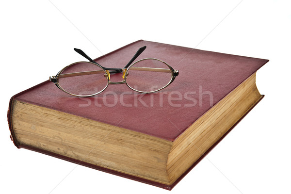 Starych książek oka okulary odizolowany biały Zdjęcia stock © pinkblue