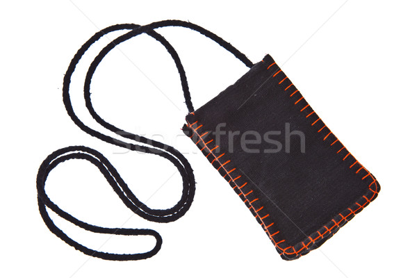 Black cotton money pocket with strap isolated on white backgroun Stock photo © pinkblue