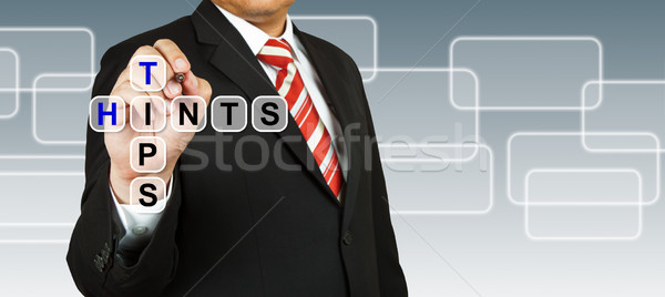 Foto stock: Empresário · mão · desenho · dicas · negócio · caneta