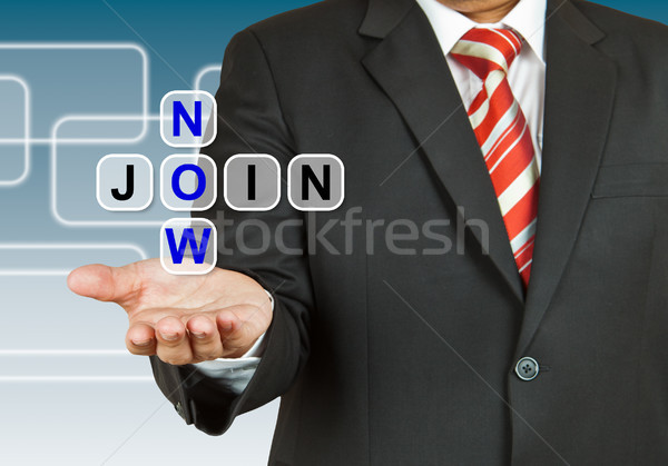 Businessman with wording Join Now Stock photo © pinkblue