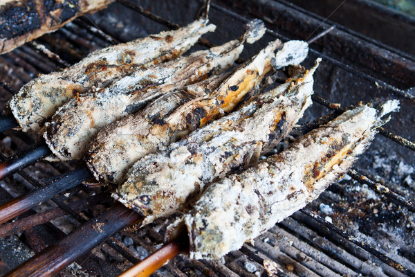 Słodkowodnych ryb wody dymu obiedzie obiad Zdjęcia stock © pinkblue