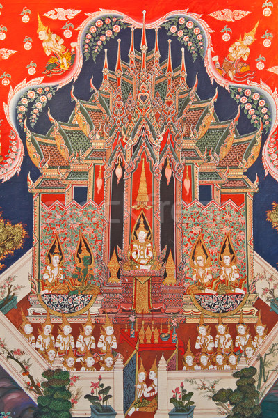 Stock photo: Thai art painting in a temple in Thailand