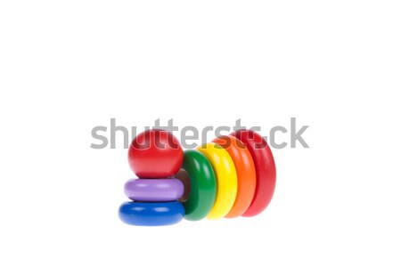 Coloré jouets en bois isolé blanche bois construction [[stock_photo]] © pinkblue