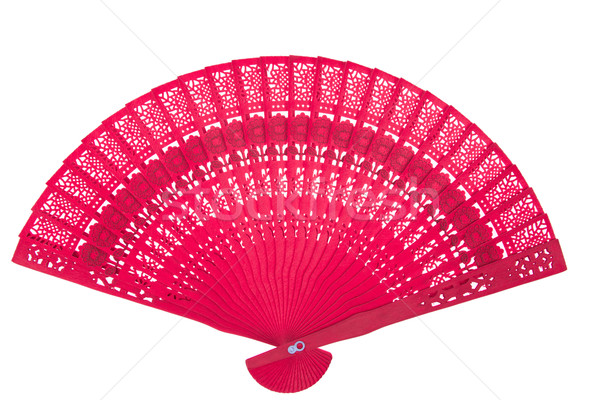 Wooden oriental chinese fan isolated on white background Stock photo © pinkblue