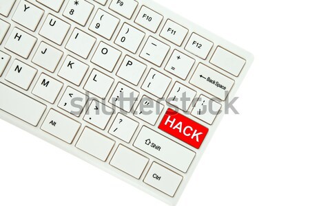 Red hack button on computer keyboard isolated on white backgroun Stock photo © pinkblue