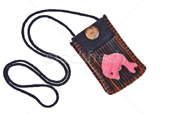 Black cotton money pocket with strap isolated on white backgroun Stock photo © pinkblue