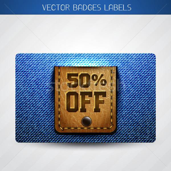 Stockfoto: Jeans · leder · bieden · label · vector · mode