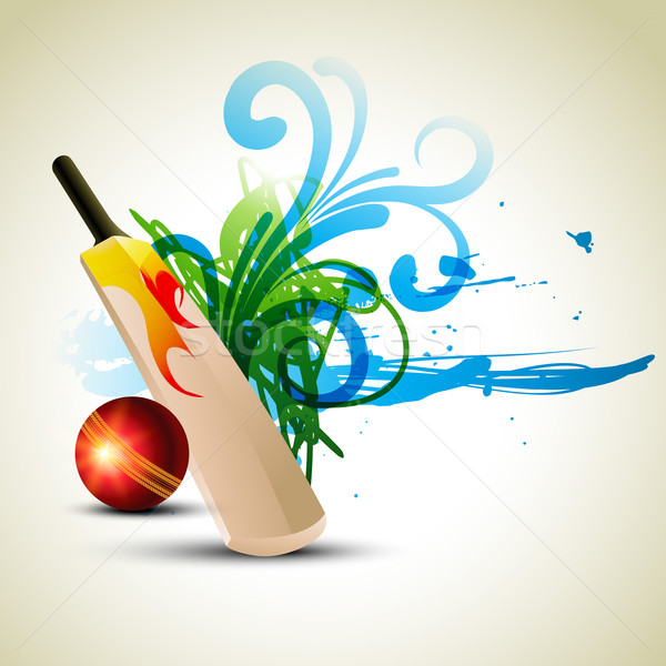 Vector cricket bat bal abstract zomer Stockfoto © Pinnacleanimates