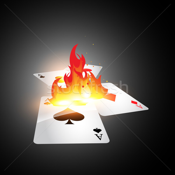 [[stock_photo]]: Brûlant · carte · casino · cartes · à · jouer · feu · résumé