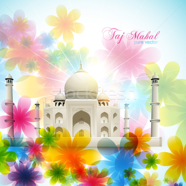 Vecteur Taj Mahal belle artistique fleur ciel [[stock_photo]] © Pinnacleanimates