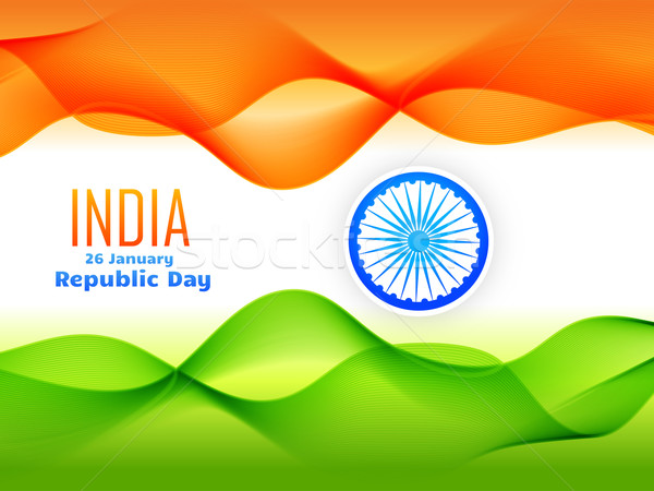 indian republic day flag design made with tricolor wave  Stock photo © Pinnacleanimates