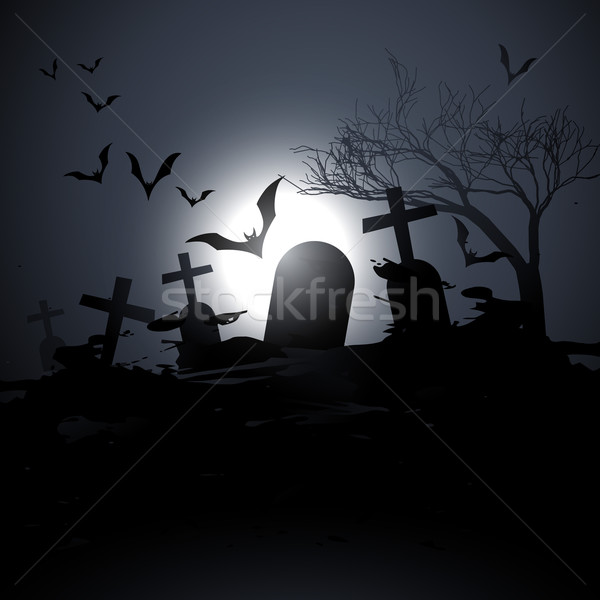 Halloween wektora scary cmentarz pływające streszczenie Zdjęcia stock © Pinnacleanimates