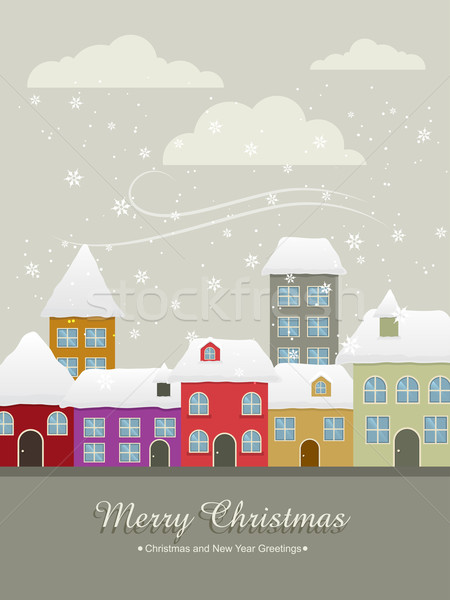 Сток-фото: Рождества · красивой · дизайна · иллюстрация · город · счастливым