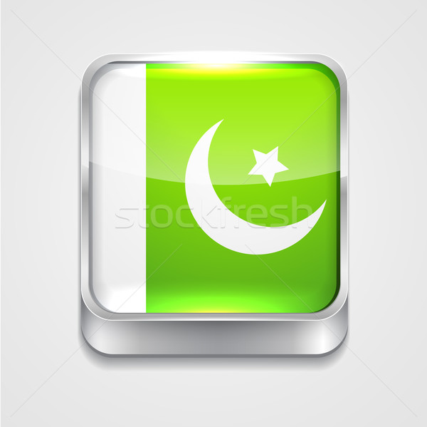 Stockfoto: Vlag · Pakistan · vector · 3D · stijl · icon