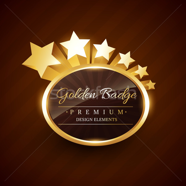 golden badge premium label with stars flowing Stock photo © Pinnacleanimates