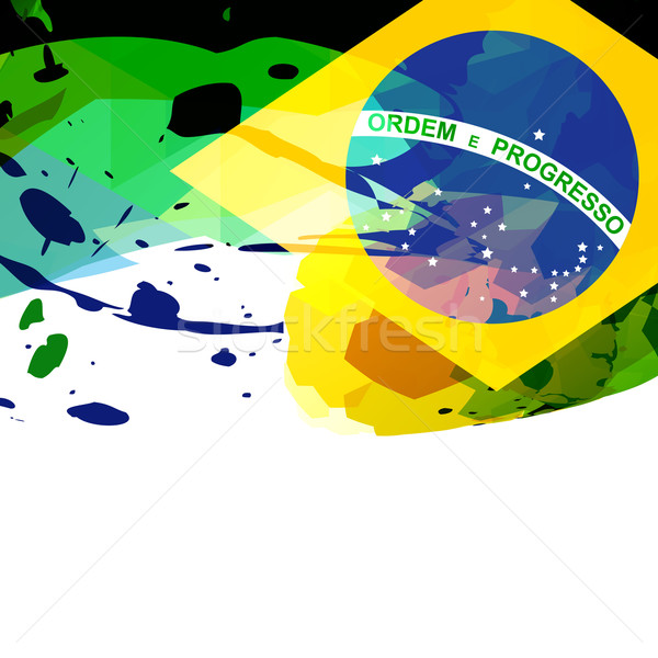 Brasil bandeira abstrato projeto onda cartão Foto stock © Pinnacleanimates